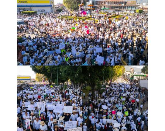 Miles marchan en Uruapan para exigir justicia para Carlos Manzo