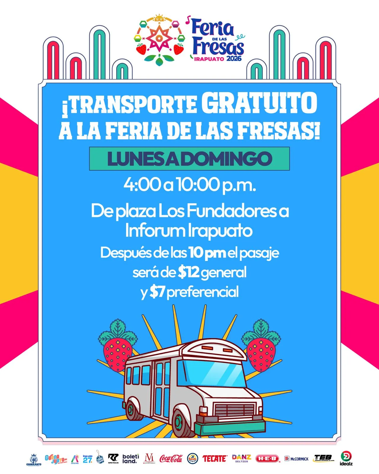 Feria de las Fresas contará con transporte gratis