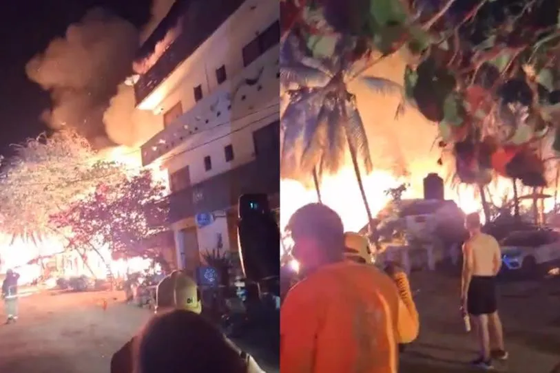 Incendio arrasa cabañas y negocios en Puerto Escondido