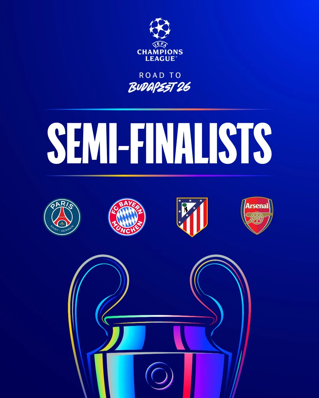 Listas las semifinales de la Champions League 2025-2026
