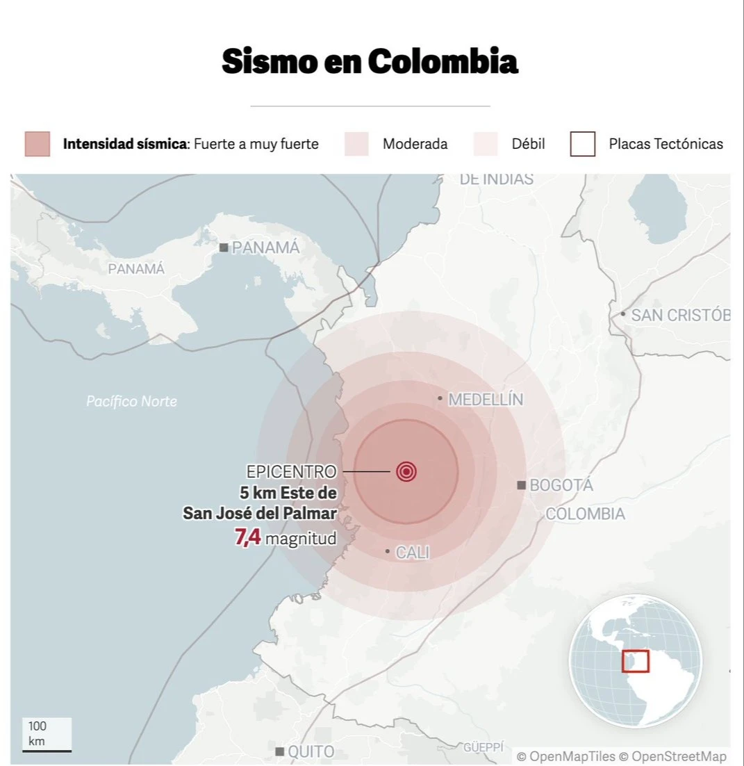 Sacude terremoto Colombia; suma 111 muertos