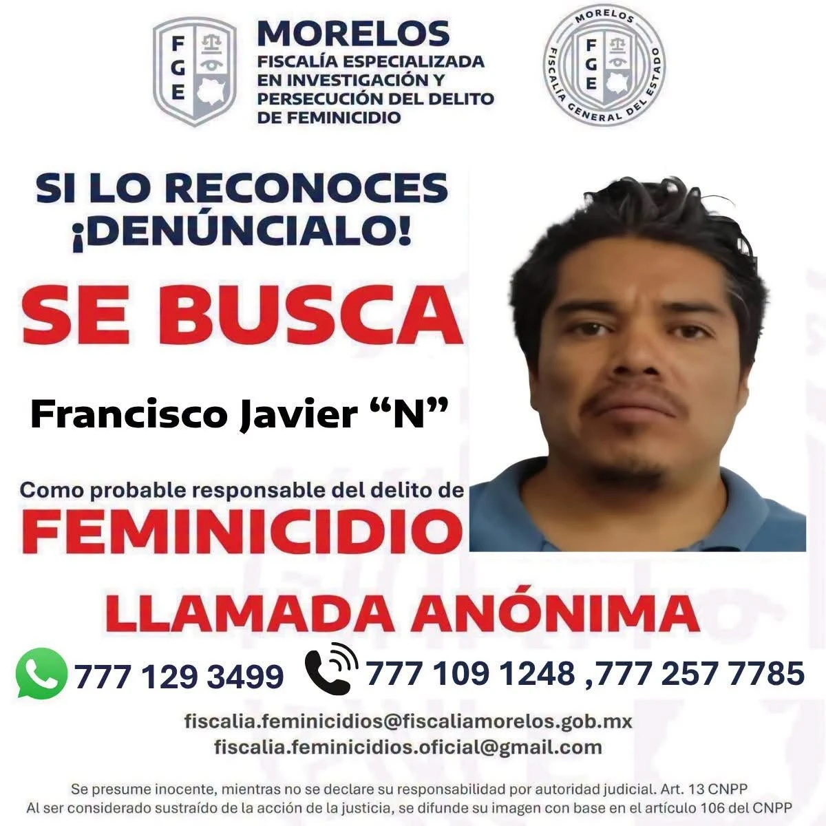 Divulgan rostro de ‘El Trompas’, feminicida de Claudia Tacoronte